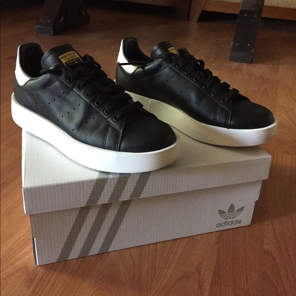 Adidas Womens Black Stan Smith Platform 